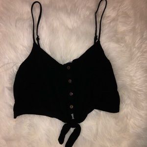 Black Button-Up Crop Top